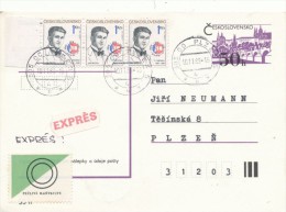 I2403 - Czechoslovakia (1989) 305 00 Plzen 5 / 302 00 Plzen 2 (First Day - 1 Kcs Jan Opletal) - Covers & Documents