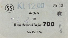 RUNDTURSLINJE   /   BILJETT _ 1954 - Sonstige & Ohne Zuordnung