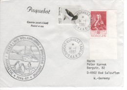 NORVEGE 14 JANVIER 1987 POLARBJORN CAMPAGNE 86/87  VOIR CACHETS TB ENVELOPPE - Antarctic Expeditions