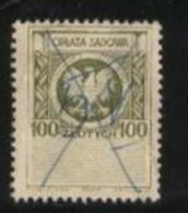 POLAND JUDICIAL COURT REVENUE (OPLATA SADOWA) 1953 ISSUE PWPW IMPRINT 100ZL OLIVE-GREEN BF#56 - Fiscale Zegels