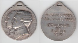 **** MEDAILLE WASHINGTON LAFAYETTE 1776 - 1789 - JOURNEE DE PARIS 1917 Par LAVRILLIER **** EN ACHAT IMMEDIAT !!! - Royaux / De Noblesse