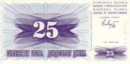 BOSNIE-HERZEGOVINE   25 Dinara  Daté Du 01-07-1992   Pick 11 A            *****  BILLET  NEUF ***** - Bosnien-Herzegowina