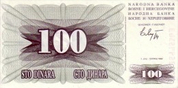 BOSNIE-HERZEGOVINE  100 Dinara  Daté Du 01-07-1992   Pick 13 A           *****  QUALITE  XF ***** - Bosnien-Herzegowina