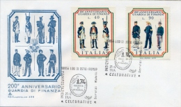 Italy 1974 FDC 200th Anniversary Of Customs Frontier Guards On Two Covers Capitolium - Politie En Rijkswacht