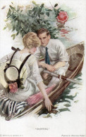Belle Illustrée Signée HARRISON FISHER  : Couple En Barque . DRIFTING - Fisher, Harrison