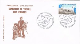 7900. Carta F.D.C. ANDORRA Francesa 1984. Comunité Du Travail Pirineos - Cartas & Documentos