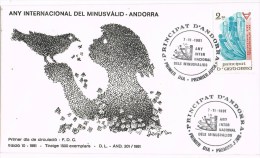 7903. Carta F.D.C. ANDORRA Francesa 1981. Minisvalid, Handicaped - Storia Postale