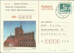 ALEMANIA DDR ENTERO POSTAL MAT WALTERSHAUSEB  STARLSUND RATHAUS - Postkaarten - Gebruikt