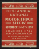 USA 1938 5TH ANNUAL CONVENTION NATIONAL MOTOR TRUCK SHOW VEHICLES CARS HM POSTER STAMP CINDERELLA REKLAMENMARKEN - Neufs