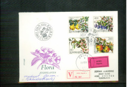 Jugoslawien / Yugoslavia /Yougoslavie 1987 Fruits On Priority Value Declared Letter With Variety  On 60 Din  Stamp - Covers & Documents