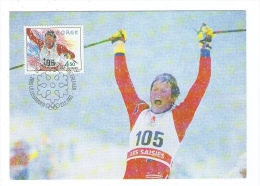 NORWAY NORGE 1993 OI LILLEHAMMER MK MC MAXIMUM CARD VEGARD ULVANG SKIING SKI SCHILAUFEN CROSS COUNTRY SKI - Cartes-maximum (CM)