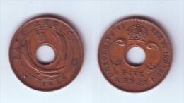 East Africa 5 Cents 1943 SA - British Colony