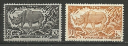 France (A.E.F.) ; 1947 Animals "Rhinoceros" MNH** - Ungebraucht