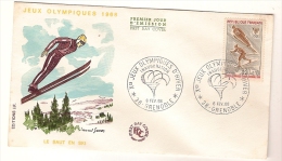 France & FDC Des Xèmes Jeux Olympiques D´Hiver De Grenoble, Salto De SKI 1968 - Hiver 1968: Grenoble