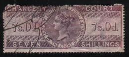 GB CHANCERY COURT REVENUE 1857 7/- LILAC WMK MACES PERF 14 BAREFOOT #76 - Fiscali