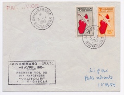MADAGASCAR - LETTRE AERIENNE PREMIER VOL ARIVONIMAMO - IVATO 1960 - Poste Aérienne