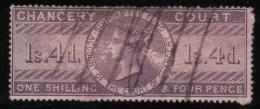 GB CHANCERY COURT REVENUE 1857 1/4 LILAC WMK MACES PERF 14 BAREFOOT #65 - Steuermarken