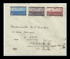 EGYPT 1938 POSTAL HISTORY -  INTERNATIONAL TELECOMMUNICATION CONFERENCE STAMP SET ON COVER / FDC TO LYON - ROHNE- FRANCE - Covers & Documents