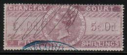 GB CHANCERY COURT REVENUE 1857 5/- LILAC WMK MACES PERF 14 BAREFOOT #75 - Fiscali