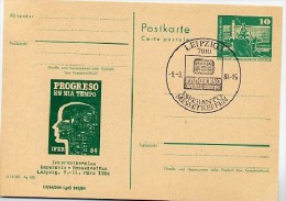 DDR P79-1a-84 C219-b Postkarte PRIVATER ZUDRUCK Esperanto-Messetreffen Leipzig Sost. 1984 - Privé Postkaarten - Gebruikt