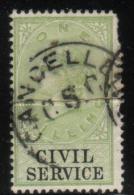 GB CIVIL SERVICE REVENUE 1881 1/- GREEN & BLACK WMK SCRIPT VR PERF 14 BAREFOOT #24 - Fiscale Zegels