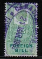 GB FOREIGN BILL REVENUE 1902 EDWARD VII  3/- GREEN & GREEN WMK IR BAREFOOT #126 - Revenue Stamps