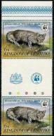 LESOTHO 1982  WWF CAT SC# 351 GUTTER PAIR  VF MNH  ANIMALS (DEB04R4) - Lesotho (1966-...)