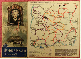 ARAL BV-Tourenkarte Schwarzwald - Südlicher Teil -  Von Ca. 1955 - 1 : 125.000  -  Ca. Größe : 69 X 62,5 Cm - Maps Of The World
