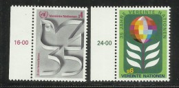 UNITED NATIONS AUSTRIA VIENNA WIEN - ONU - UN - UNO 1980 GLOBE AND LAUREL 35TH ANNIVERSARY 35 ANNIVERSARIO GLOBO MNH - Ungebraucht