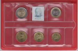 Coin Monaco 2003 Set 0.10 - 0.20 - 0.50 - 1.00 - 2.00 All UNC + Stamp Rainier III - Monaco