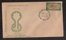 INDIA, 1969, FDC,  Conservation Of Nature & Natural Resources, Tiger, Globe, Environment Protection,Bhopal Cancellation - Covers & Documents