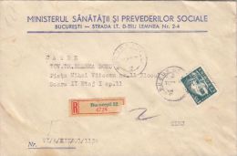 HEALTH MINISTERY HEADER, SHIP STAMP ON REGISTERED COVER, 1966, ROMANIA - Briefe U. Dokumente