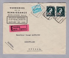 Belgien 1947-09-20 BOUSSU-LES-MONS Expressbrief Nach Schöftland CH - Cartas & Documentos