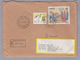 Vatikan 1986-03-04 R-Brief 5.100 Lira Frankiert Nach Oberrieden - Storia Postale