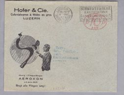 MOTIV Lenbensmittel 1929-07-08 Luzern Freistempel #509 Hofer & Cie Colonialwaren & Wein - Postage Meters