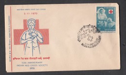 INDIA, 1970, FDC , Red Cross Society, Nurse & Patient, Health, Medicine, Bombay  Cancellation - Briefe U. Dokumente