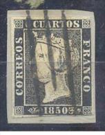 ESPAÑA Nº 1. 6 CUARTOS DE 1850 S/FRAGMENTO.BARRAS DE LOGROÑO, 4 MARGENES - Postfris – Scharnier