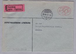 MOTIV Bank 1944-07-10 Lenzburg Express Freistempel Brief Hypothekarbank Lenzburg Nach Aarau - Postage Meters