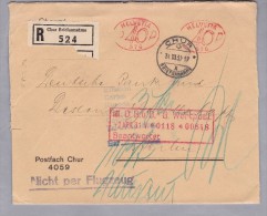 MOTIV Bank Chur 1931-03-31 Kantonalbank 40+40Rp. Freistempel #576 R-Brief Nach Berlin - Postage Meters