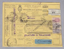 HEIMAT ITALIEN PIEMONT "BIELLA" 1927-09-09 Paketkarte Nach Zürich - Paketmarken