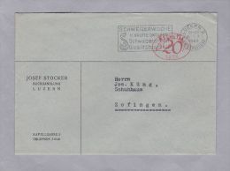 MOTIV Buch Luzern 1948-10-08 Firmenfreistempel Auf Brief Josef Stocker Buchhandlung Luzern - Postage Meters