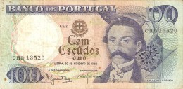 BILLETE DE PORTUGAL DE 100 ESCUDOS  DEL AÑO 1965 DIFERENTES FIRMAS (BANKNOTE-BANK NOTE) - Portogallo