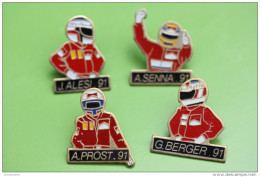 Lot De 4 Pin´s Pilote Formule 1 - Alesi - Senna - Prost - Berger - Formula One - F1 - Course Automobile - Autorennen - F1