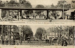 Delcampe - 08 - CHARLEVILLE-MÉZIÈRES - 2 Vues : Nouveau Pont Du Chemin De Fer Et Ancien Passage à Niveau - Charleville