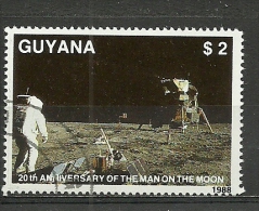 Guyana; 1988 20th Anniv. Of The Man On The Moon - Etats-Unis