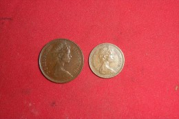 Lot De 2 Monnaies  Grande Bretagne 1971(Même Date)/ 1 Pence En TTB+ Et  2 Pence En SUP De 1971 - 5 Pence & 5 New Pence