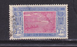 COTE D'IVOIRE N° 175A 1F75  OUTREMER ET ROSE LILAS LAGUNE D'EBRIE TRAIT VERTICAL SUR LA GAUCHE OBL - Gebraucht