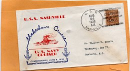 USS Nashville Cherbourg France 1938 Cover - Schiffspost