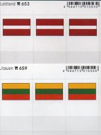 2x3 In Farbe Flaggen-Sticker Lettland+Litauen 7€ Kennzeichnung Alben Karten Sammlungen LINDNER 653+659 Latvia LITHUANIA - Fichas De Archivo