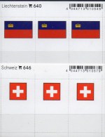 2x3 In Farbe Flaggen-Sticker Liechtenstein+Schweiz 7€ Kennzeichnung Alben Karten Sammlungen LINDNER 640+646 Helvetia FL - Klasseerkaarten